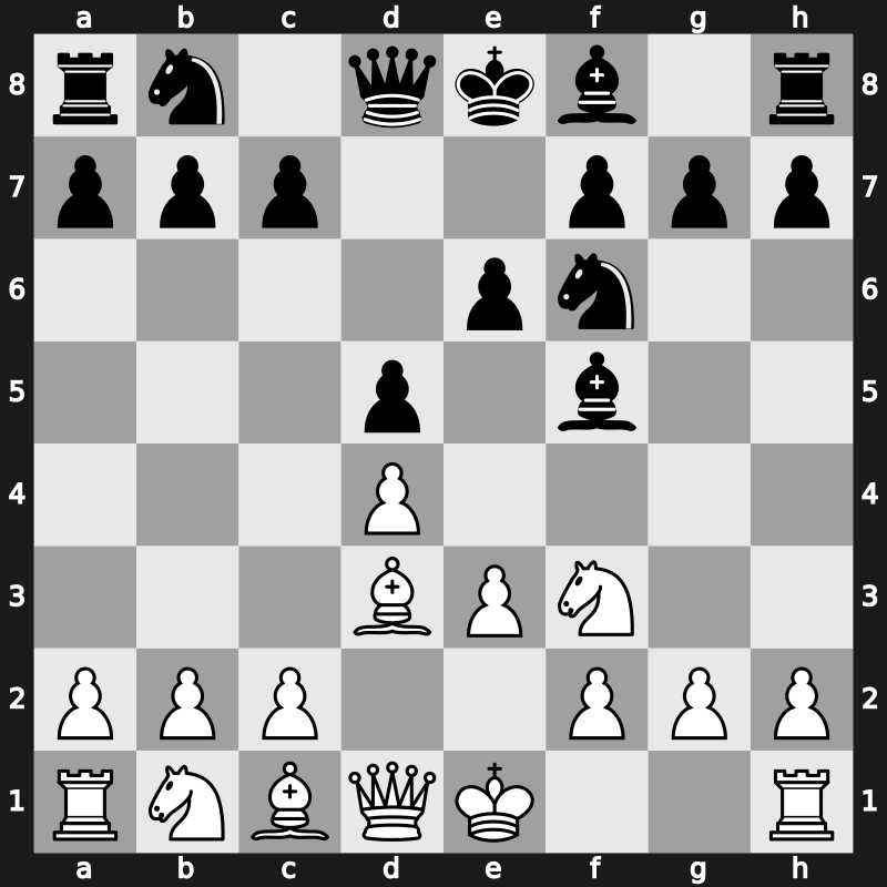 D04d - 3…Bf5 4.Bd3 e6 - Colle: Alekhine Variation