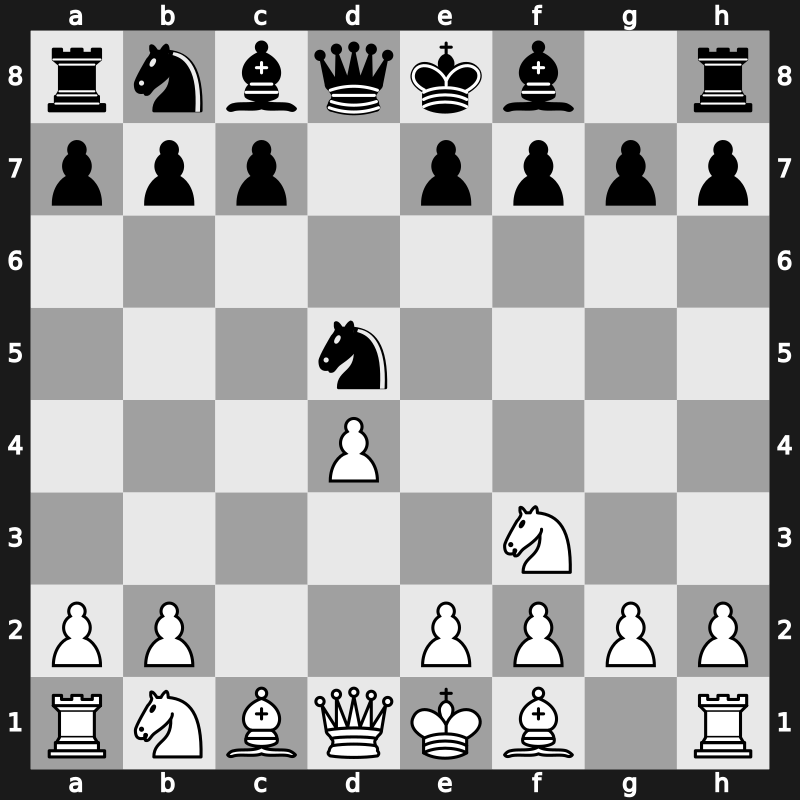 D06j - 2…Nf6 3.cxd5 Nxd5 4.Nf3 - QGD: Marshall Defence