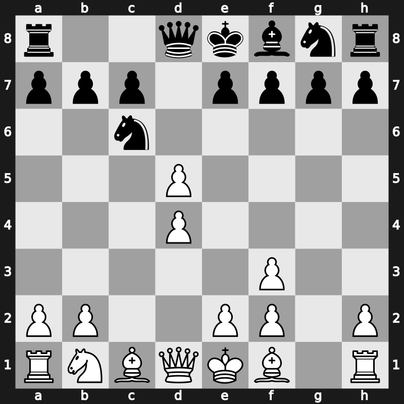 D07m - 3.Nf3 Bg4 4.cxd5 Bxf3 5.gxf3 - Chigorin [+0.88]