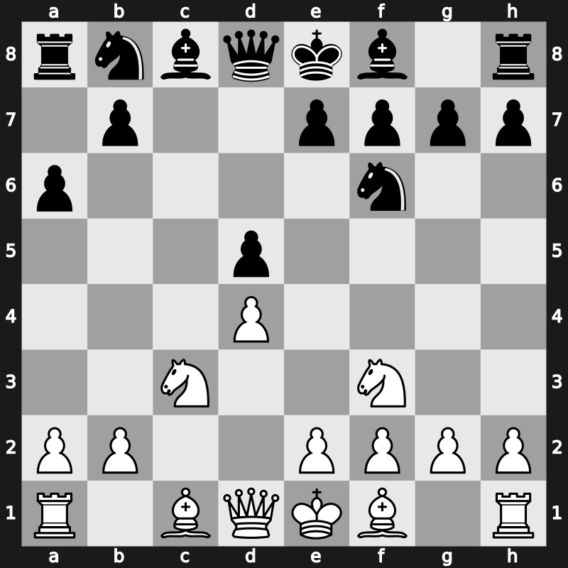 D13e - 4…cxd5 5.Nc3 a6 - Exchange [+0.24]