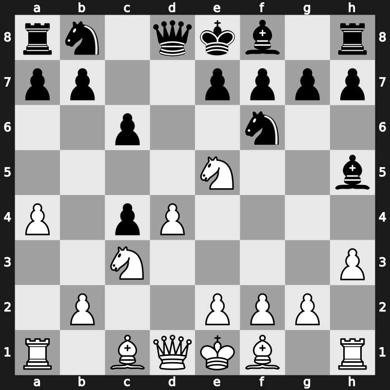 D16o - 5…Bg4 6.Ne5 Bh5 7.h3 - Bronstein