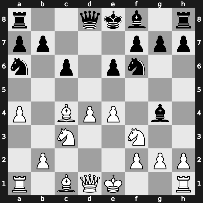 D16k - 5…Na6 6.e4 Bg4 7.Bxc4 e6 - Smyslov