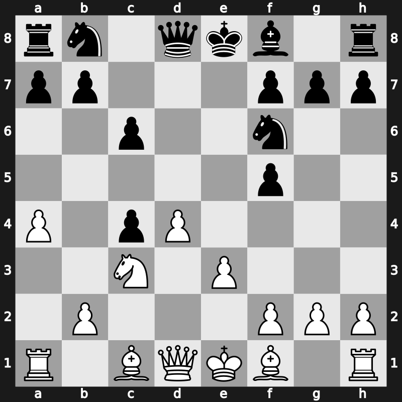 D17d - 6.Nh4 e6 7.Nxf5 exf5 8.e3 - Czech [+0.24]