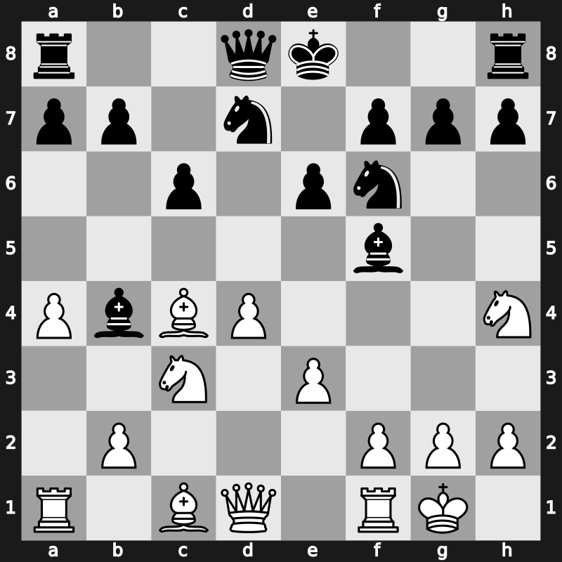 D18g - 6…e6 7.Bxc4 Bb4 8.O-O Nbd7 9.Nh4 - Dutch [+0.26]