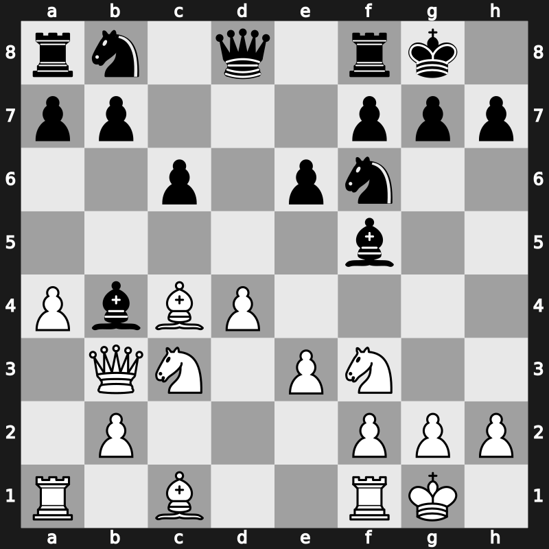 D18o - 6…e6 7.Bxc4 Bb4 8.O-O O-O 9.Qb3 - Dutch [-0.09]