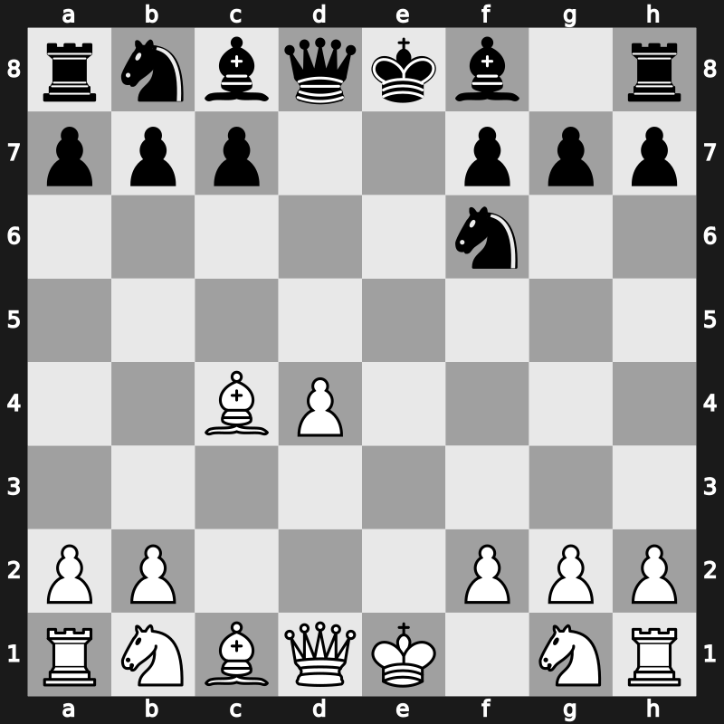 D20g - 3.e3 e5 4.Bxc4 exd4 5.exd4 Nf6 - QGA: [+0.37]