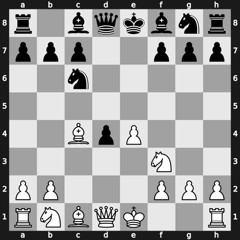 D20y - 3.e4 e5 4.Nf3 exd4 5.Bxc4 Nc6 - QGA: [+0.36]