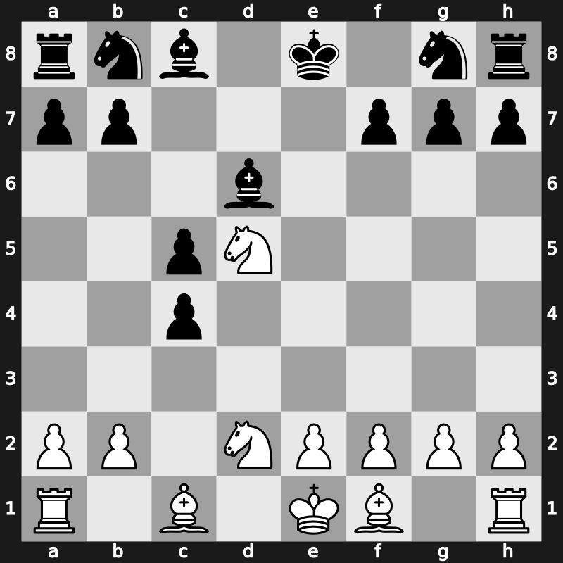 D21r - 3…c5 4.d5 e6 5.Nc3 exd5 6.Qxd5 Qxd5 7.Nxd5 Bd6 8.Nd2 [+0.28]