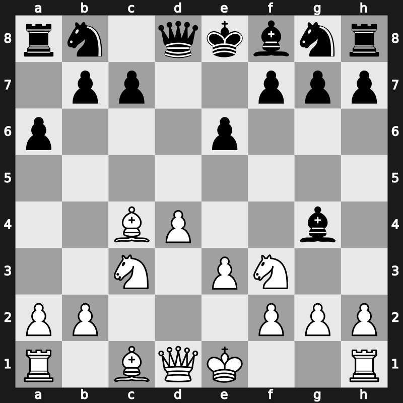 D22k - 4…Bg4 5.Bxc4 e6 6.Nc3 - Alekhine [+0.60]