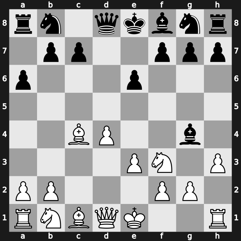 D22l - 4…Bg4 5.Bxc4 e6 6.h3 - Alekhine [+0.45]