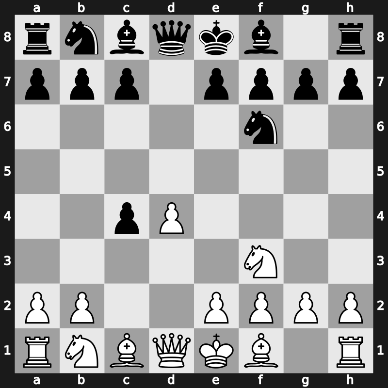 D23 - 1.d4 d5 2.c4 dxc4 3.Nf3 Nf6 - QGA [+0.34]