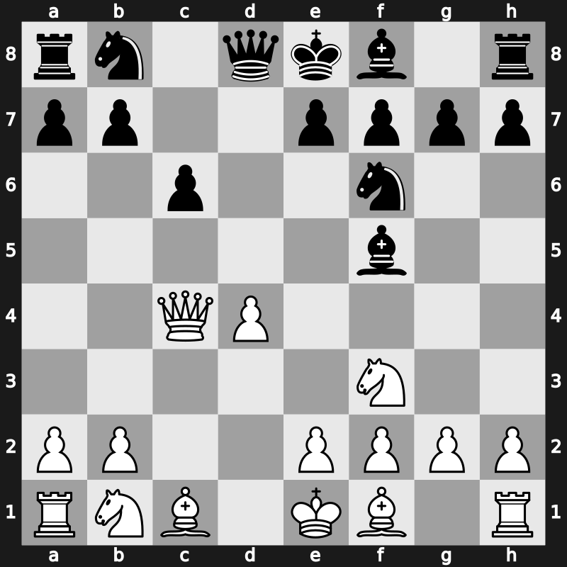 D23j - 4.Qa4+ c6 5.Qxc4 Bf5 - QGA: Mannheim