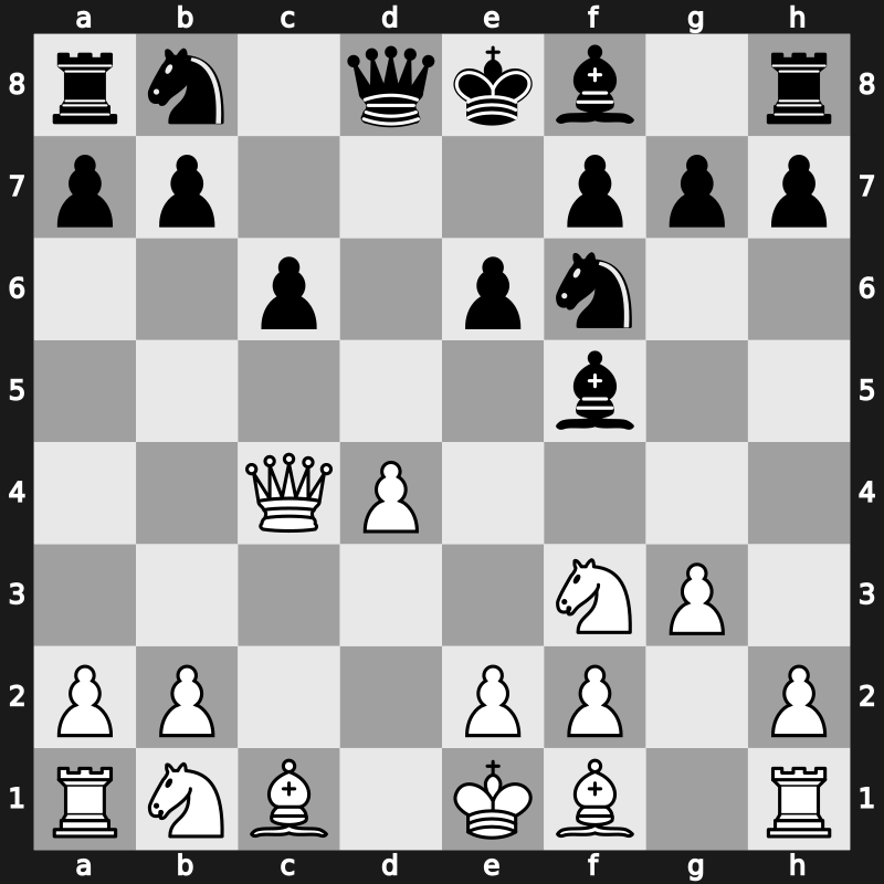 D23m - 4.Qa4+ c6 5.Qxc4 Bf5 6.g3 e6 - QGA: Mannheim