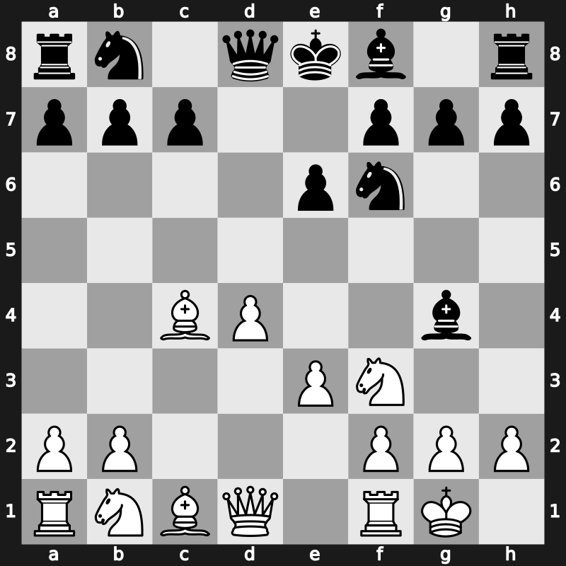 D25j - 4…Bg4 5.Bxc4 e6 6.O-O - Janowski-Larsen [+0.35]