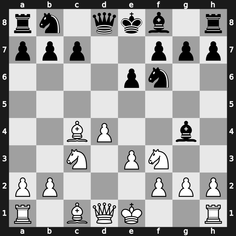 D25k - 4…Bg4 5.Bxc4 e6 6.Nc3 - Janowski-Larsen [+0.50]