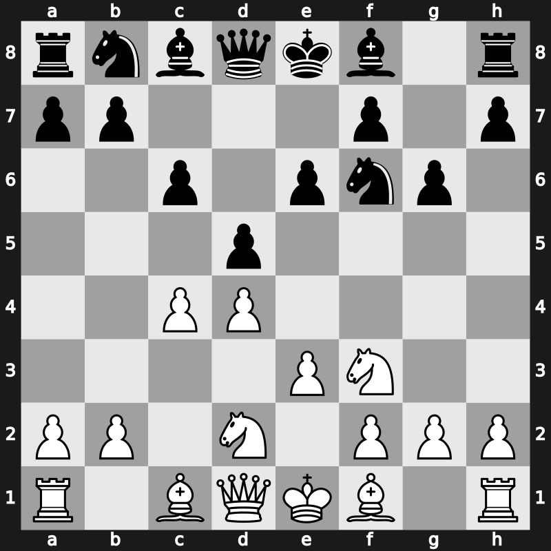 D30t - 3.Nf3 Nf6 4.e3 c6 5.Nbd2 g6 - QGD: Spielmann Variation