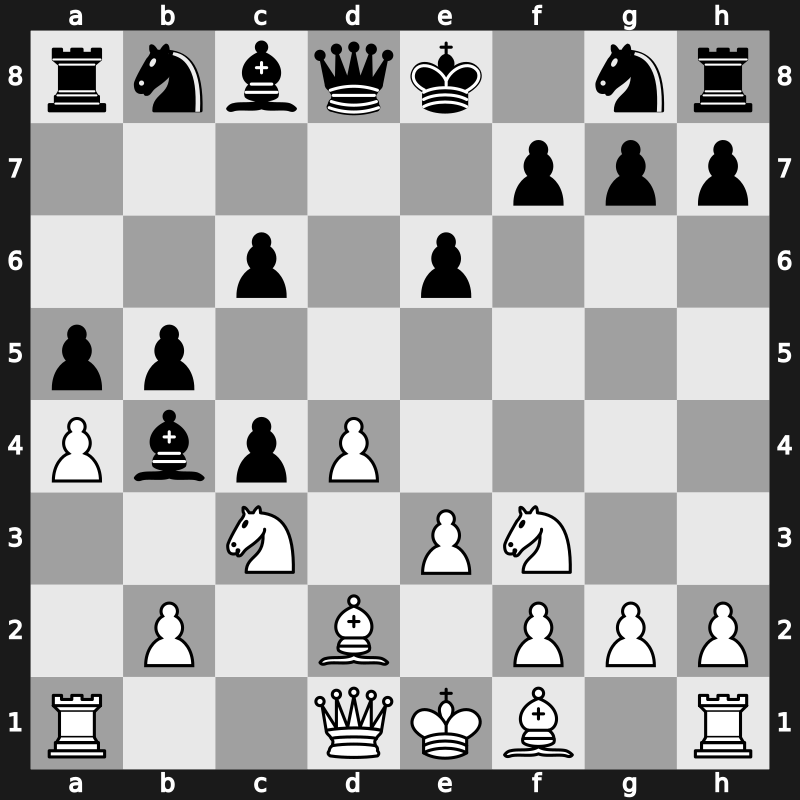 D31t - 3…c6 4.Nf3 dxc4 5.a4 Bb4 6.e3 b5 7.Bd2 a5 - Semi-Slav: Noteboom Abrahams Variation
