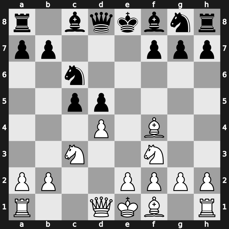 D32o - 4.cxd5 exd5 5.Nf3 Nc6 6.Bf4 [-0.05]