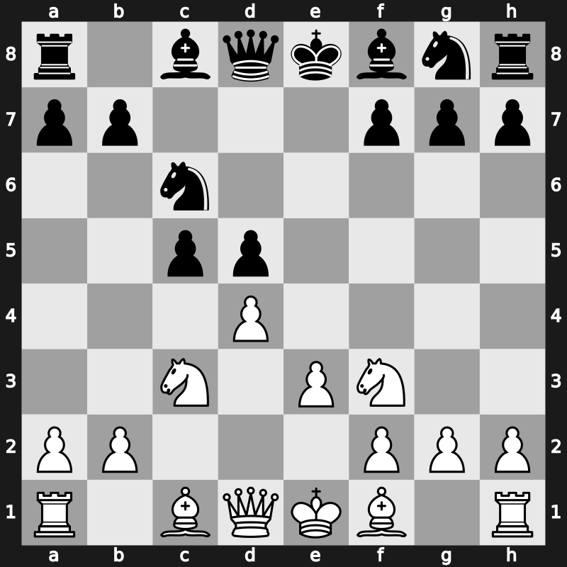 D32r - 4.cxd5 exd5 5.Nf3 Nc6 6.e3 [+0.10]