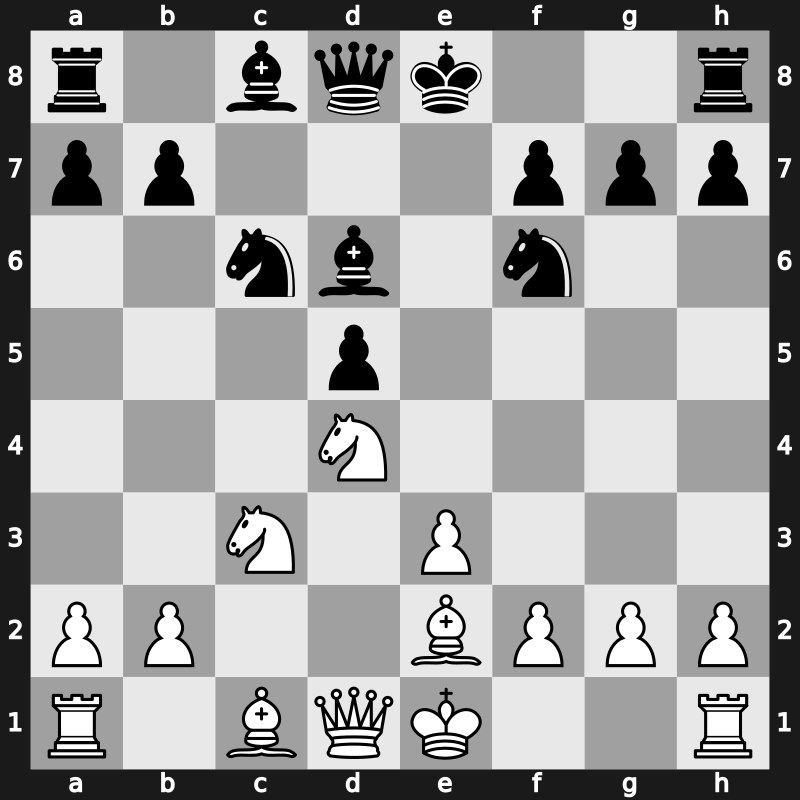 D32v - 4.cxd5 exd5 5.Nf3 Nc6 6.e3 Nf6 7.Be2 cxd4 8.Nxd4 Bd6