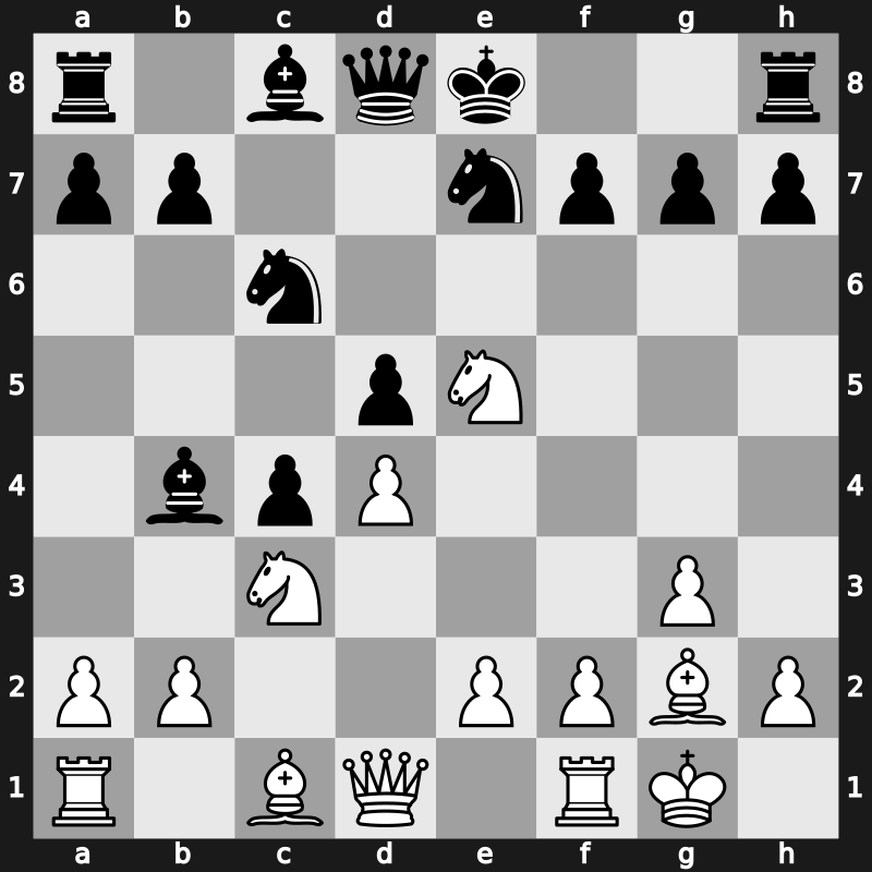 D33i - 6…c4 7.Bg2 Bb4 8.O-O Nge7 9.Ne5 - Swedish