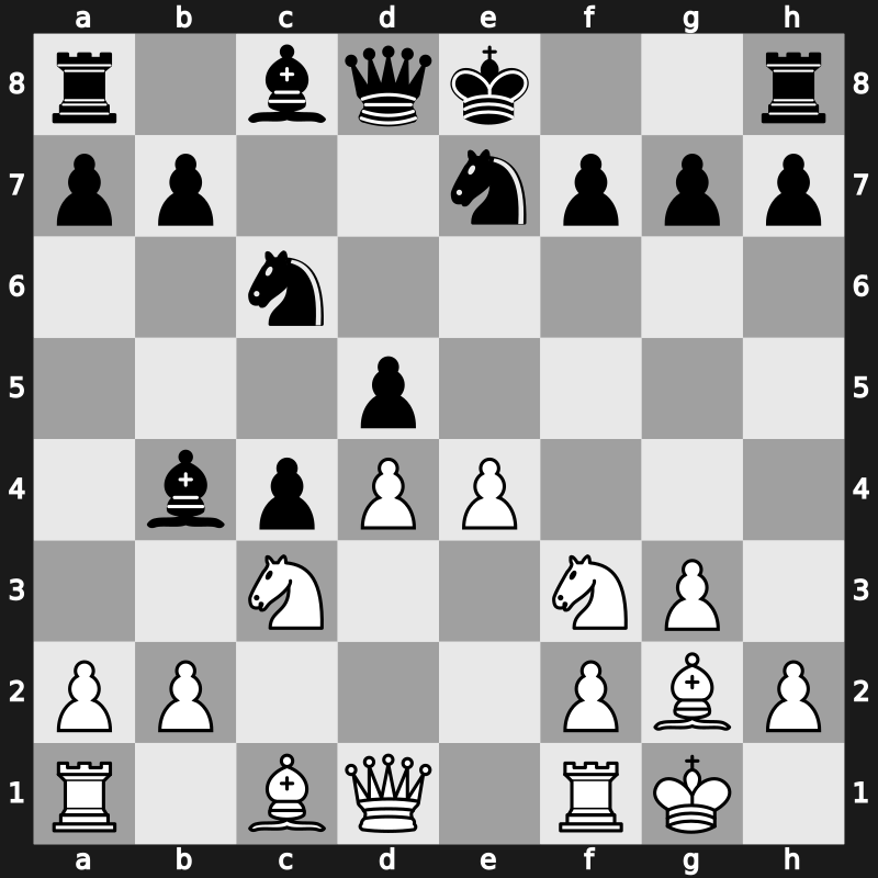 D33j - 6…c4 7.Bg2 Bb4 8.O-O Nge7 9.e4 - Swedish