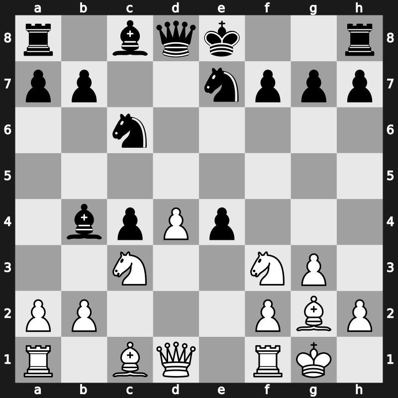 D33k - 6…c4 7.Bg2 Bb4 8.O-O Nge7 9.e4 dxe4 - Swedish