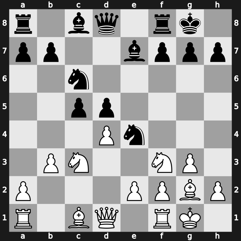 D34e - 8.O-O O-O 9.b3 Ne4 [+0.15]