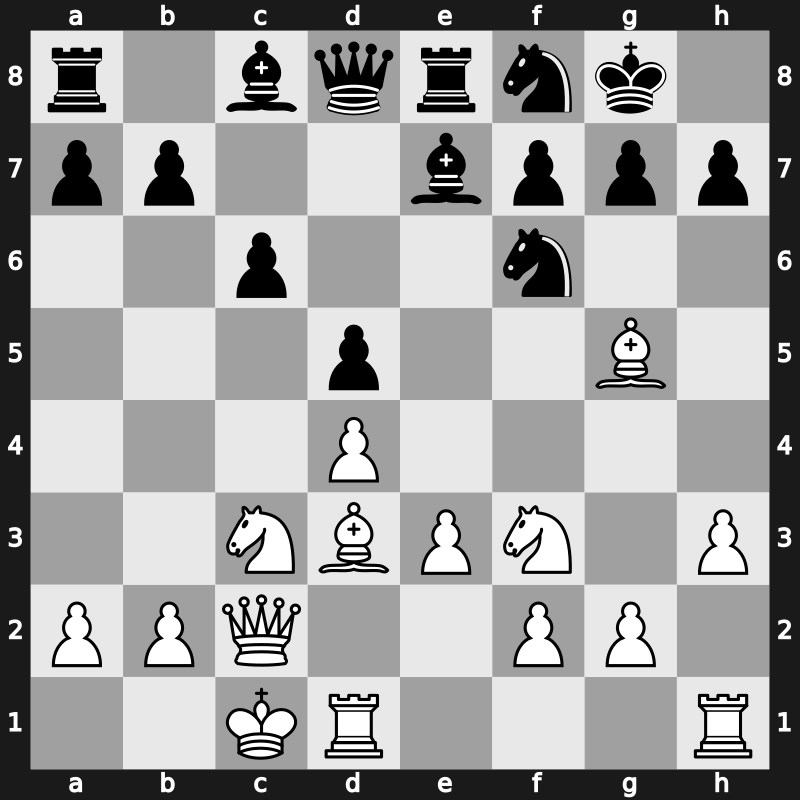 D36r - 6…Be7 7.e3 Nbd7 8.Bd3 O-O 9.Nf3 Re8 10.O-O-O Nf8 11.h3 - Exchange Main Line