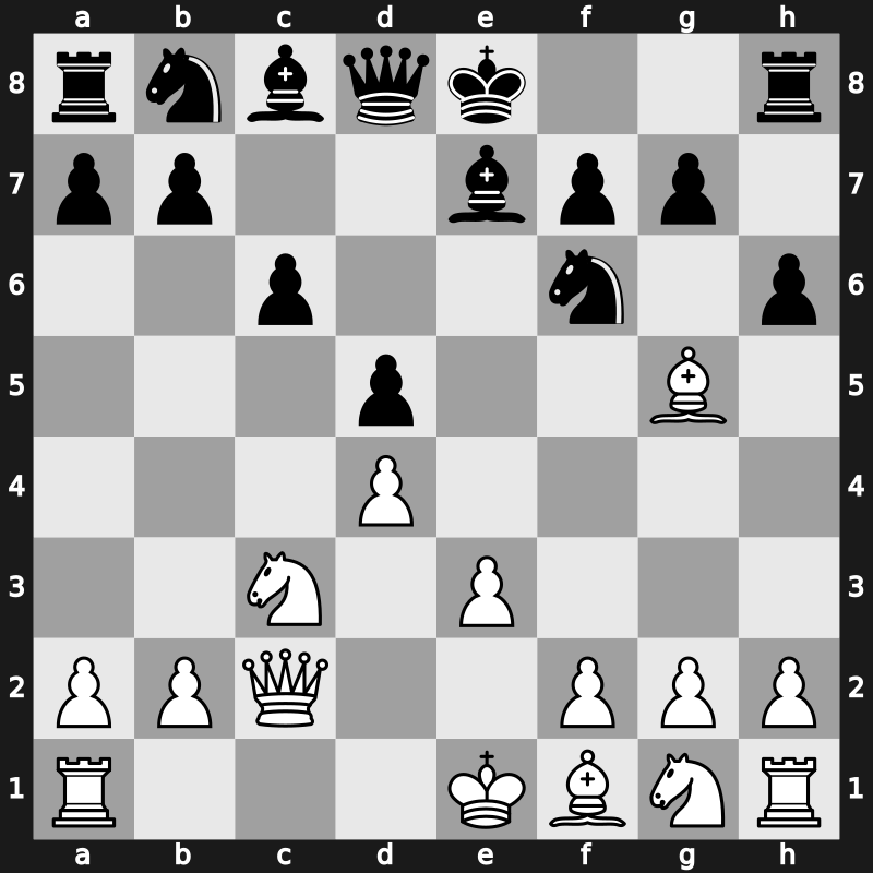 D36g - 6…Be7 7.e3 h6 - Exchange