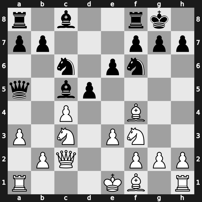 D37t - 4…Be7 5.Bf4 O-O 6.e3 c5 7.dxc5 Bxc5 8.Qc2 Nc6 9.a3 Qa5 - Classical [+0.27]