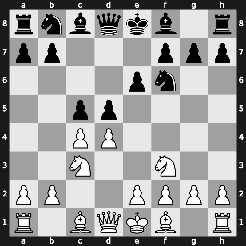 D40 - 1.d4 d5 2.c4 e6 3.Nc3 Nf6 4.Nf3 c5 - QGD [+0.15]