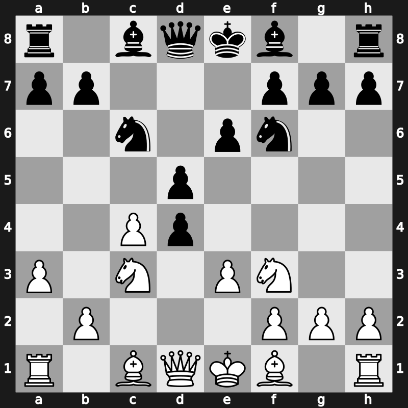 D40l - 5.e3 Nc6 6.a3 cxd4 - Semi-Tarrasch [+0.29]
