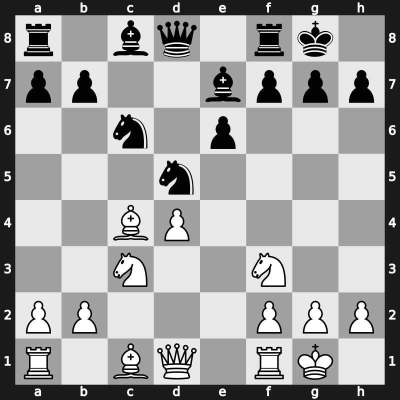 D41s - 5…Nxd5 6.e3 Nc6 7.Bc4 cxd4 8.exd4 Be7 9.O-O O-O - Semi-Tarrasch [+0.27]