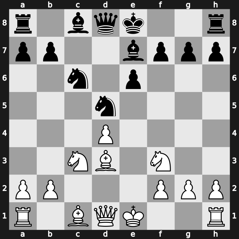 D42e - 7…cxd4 8.exd4 Be7 - Semi-Tarrasch Main Line [+0.39]