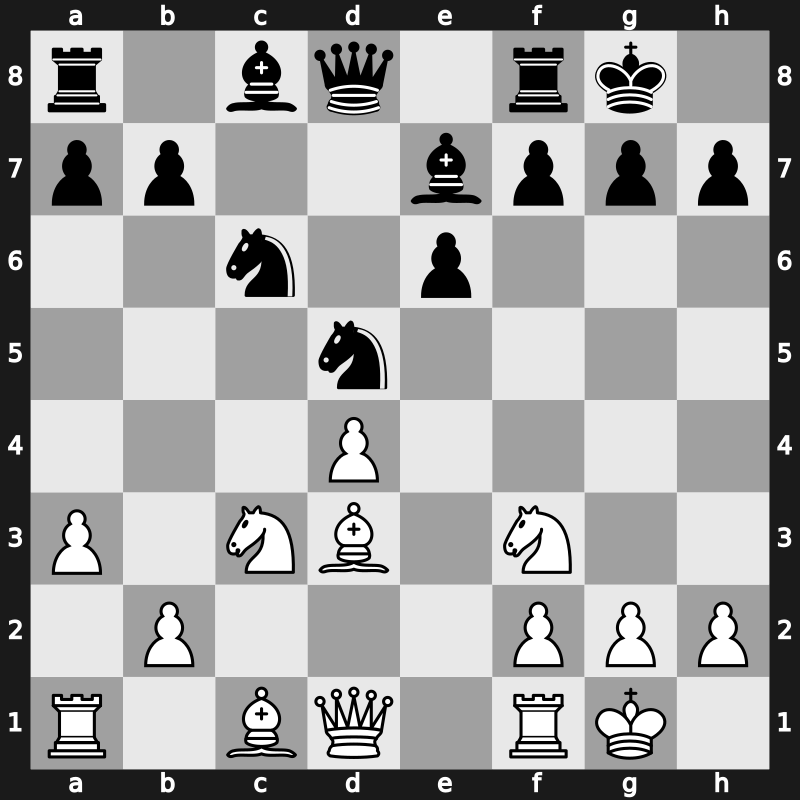 D42g - 7…cxd4 8.exd4 Be7 9.O-O O-O 10.a3 - Semi-Tarrasch Main Line [+0.20]