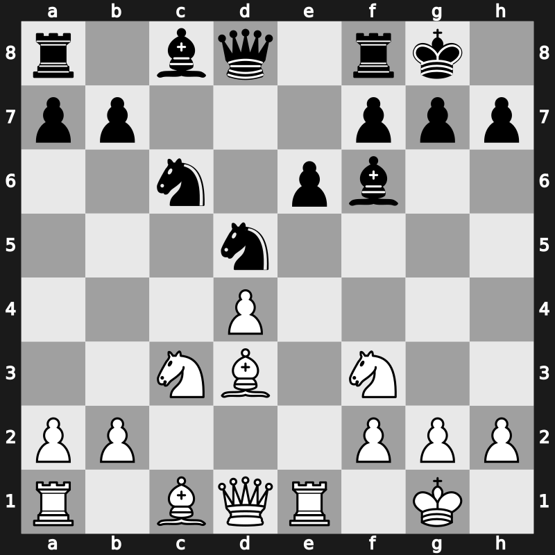 D42p - 7…cxd4 8.exd4 Be7 9.O-O O-O 10.Re1 Bf6 - Semi-Tarrasch (1914)