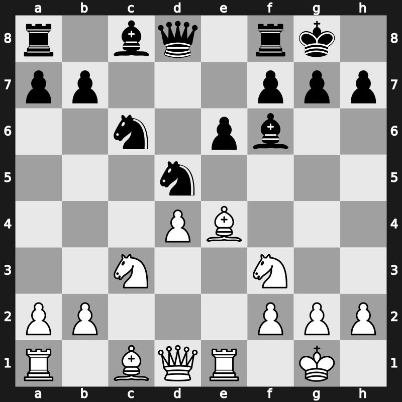 D42p - 7…cxd4 8.exd4 Be7 9.O-O O-O 10.Re1 Bf6 11.Be4 - Semi-Tarrasch Main Line [+0.29]