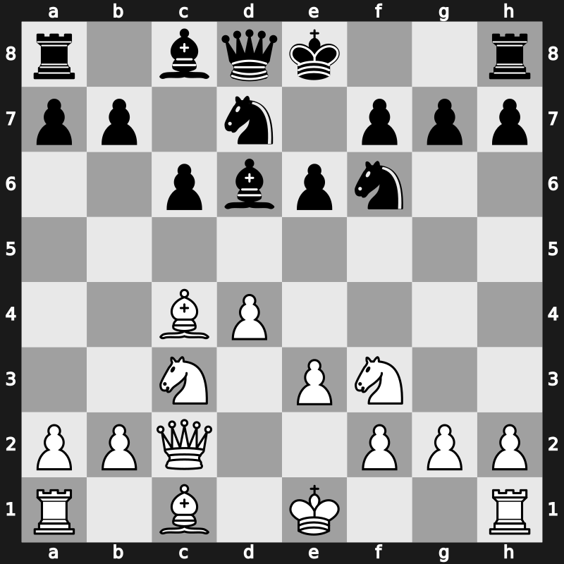 D46g - 6…Bd6 7.Qc2 dxc4 8.Bxc4 - Chigorin [+0.26]