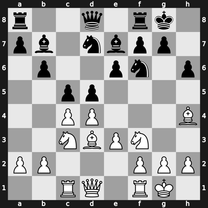 D58h - 8.Bd3 Bb7 9.O-O Nbd7 10.Rc1 c5 - Tartakower [-0.10]