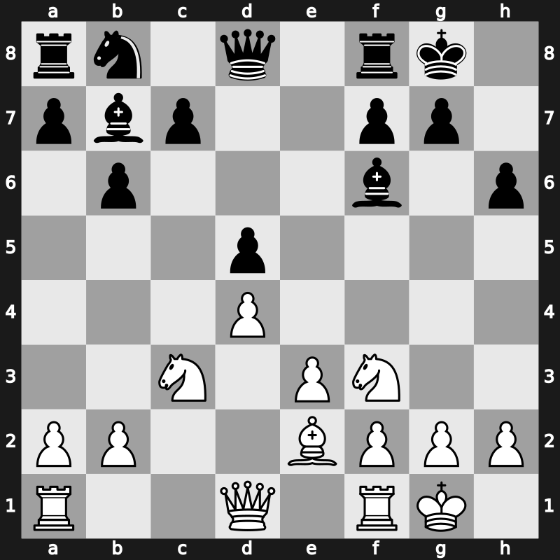 D58m - 8.Be2 Bb7 9.Bxf6 Bxf6 10.cxd5 exd5 11.O-O - Tartakower [-0.01]