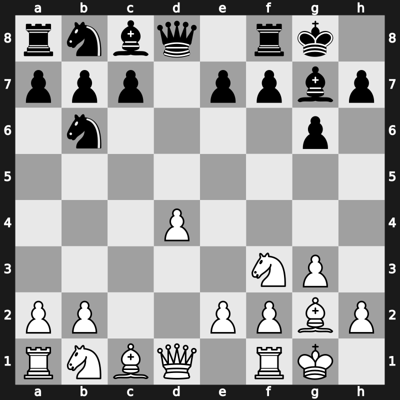 D76 - 1.d4 Nf6 2.c4 g6 3.g3 d5 4.Bg2 Bg7 5.Nf3 O-O 6.cxd5 Nxd5 7.O-O Nb6 - Neo-Gruenfeld, 6.cxd5 Nxd5 7.O-O Nb6 [+0.37]
