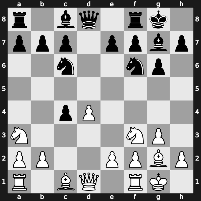 D77j - 6…dxc4 7.Na3 Nc6 (1963)
