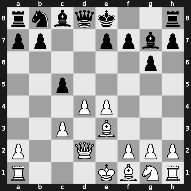 D85g - 4…Nxd5 5.e4 Nxc3 6.bxc3 Bg7 7.Be3 c5 8.Qd2 - Exchange [+0.21]