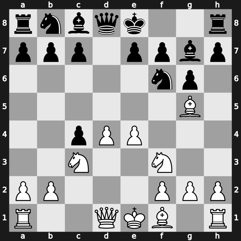 D91c - 5…dxc4 6.e4 [+0.49]