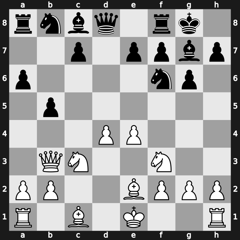 D97f - 7…a6 8.Be2 b5 9.Qb3 - Russian Alekhine