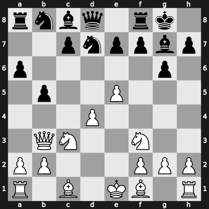 D97j - 7…a6 8.e5 b5 9.Qb3 Nfd7 - Russian Alekhine