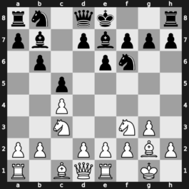 A30n - 2.Nf3 Nf6 3.g3 b6 4.Bg2 Bb7 5.O-O e6 6.Nc3 Be7 7.Re1 - Symmetrical Hedgehog [+0.25]