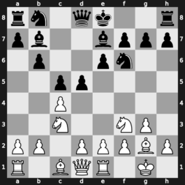 A30o - 2.Nf3 Nf6 3.g3 b6 4.Bg2 Bb7 5.O-O e6 6.Nc3 Be7 7.Re1 d5 - Symmetrical Hedgehog [+0.21]