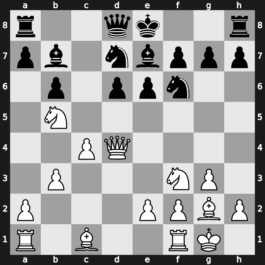 A30v - 2.Nf3 Nf6 3.g3 b6 4.Bg2 Bb7 5.O-O e6 6.Nc3 Be7 7.d4 cxd4 8.Qxd4 d6 9.b3 Nbd7 10.Nb5 - Symmetrical Hedgehog [+0.25]